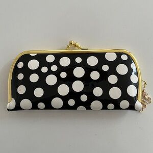 FAC Signed Polka Dot Wallet Gold Tone Frame Kiss Closure Whimsical Sparkle Charm